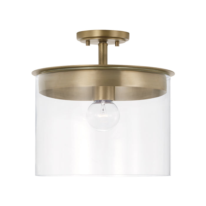 Capital Lighting 246812AD One Light Semi Flush Mount, Aged Brass