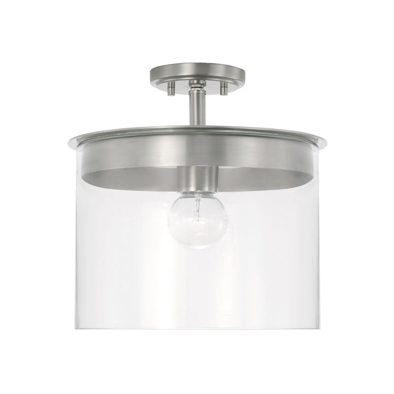 Capital Lighting 246812BN One Light Semi Flush Mount, Brushed Nickel