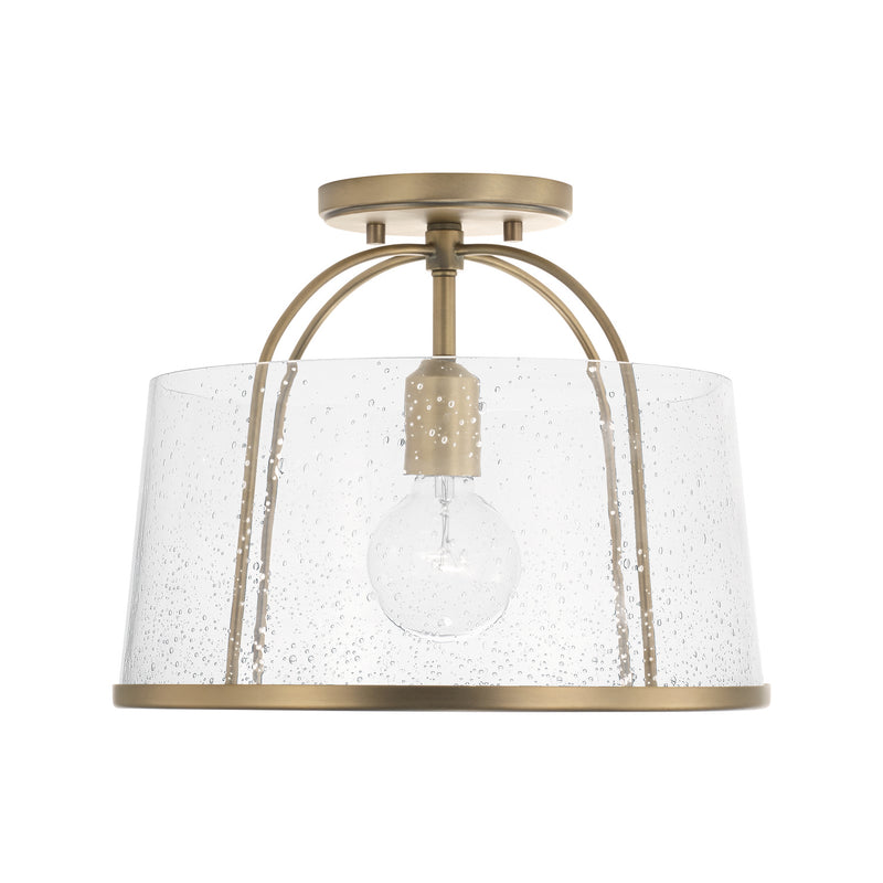Capital Lighting 247011AD One Light Semi Flush Mount, Aged Brass