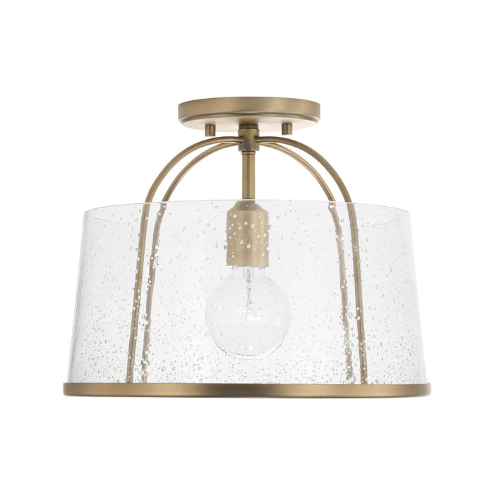 Capital Lighting 247011AD One Light Semi Flush Mount, Aged Brass