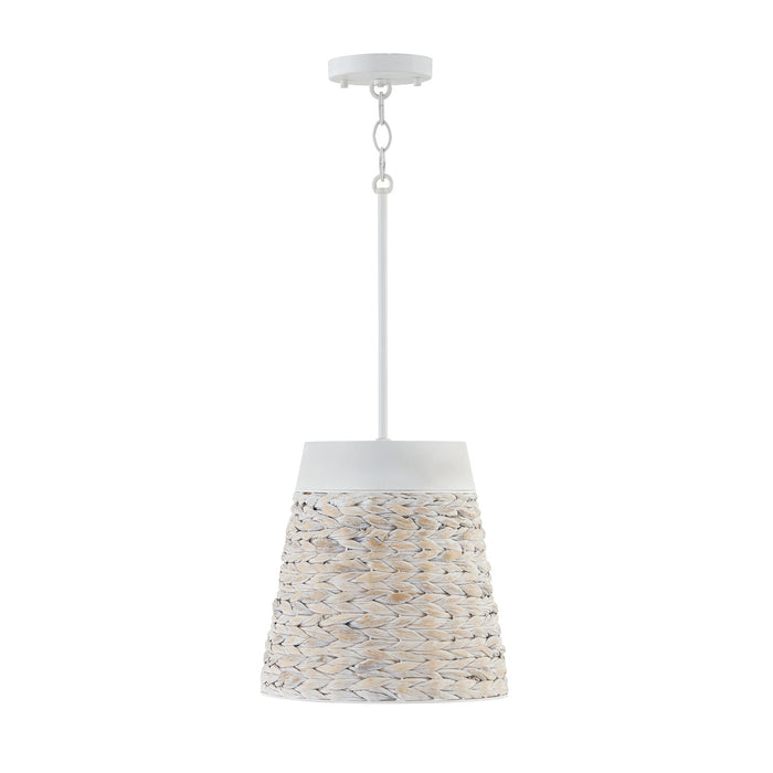 Capital Lighting 343911HW One Light Pendant, Chalk Wash