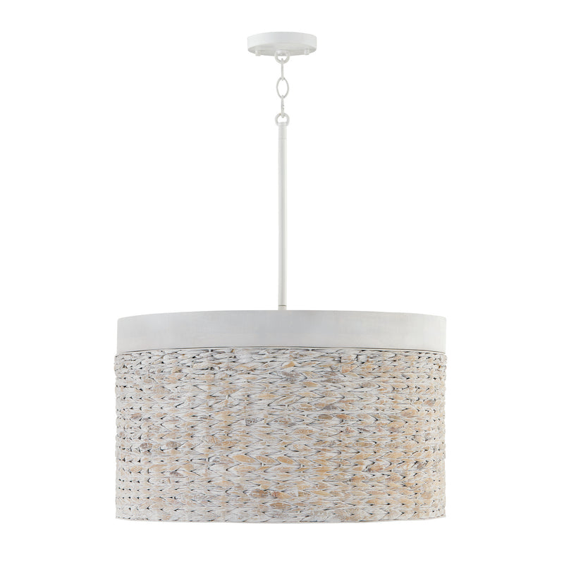 Capital Lighting 343942HW Four Light Pendant, Chalk Wash