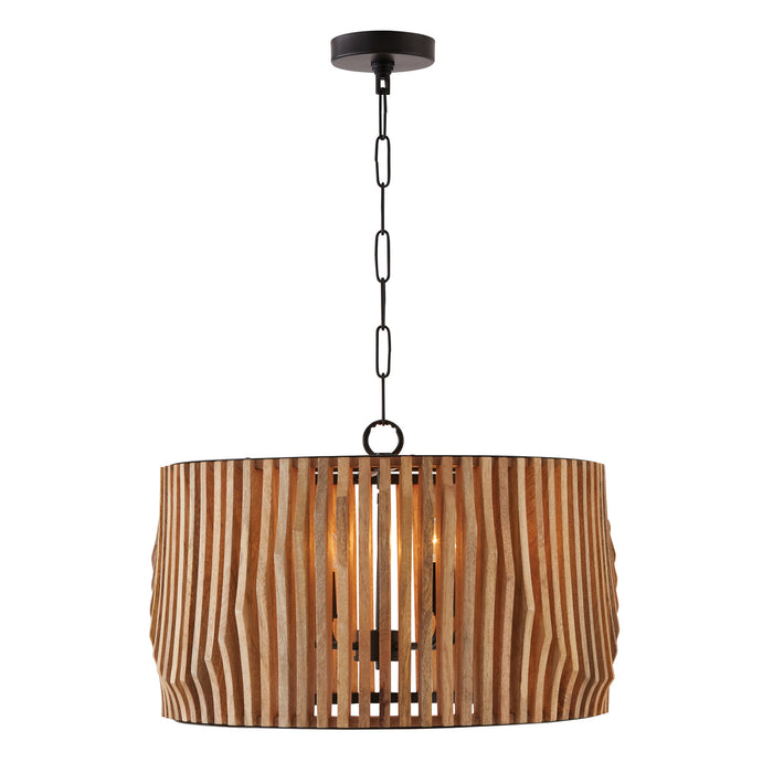 Capital Lighting 344642WK Four Light Pendant, Light Wood and Matte Black