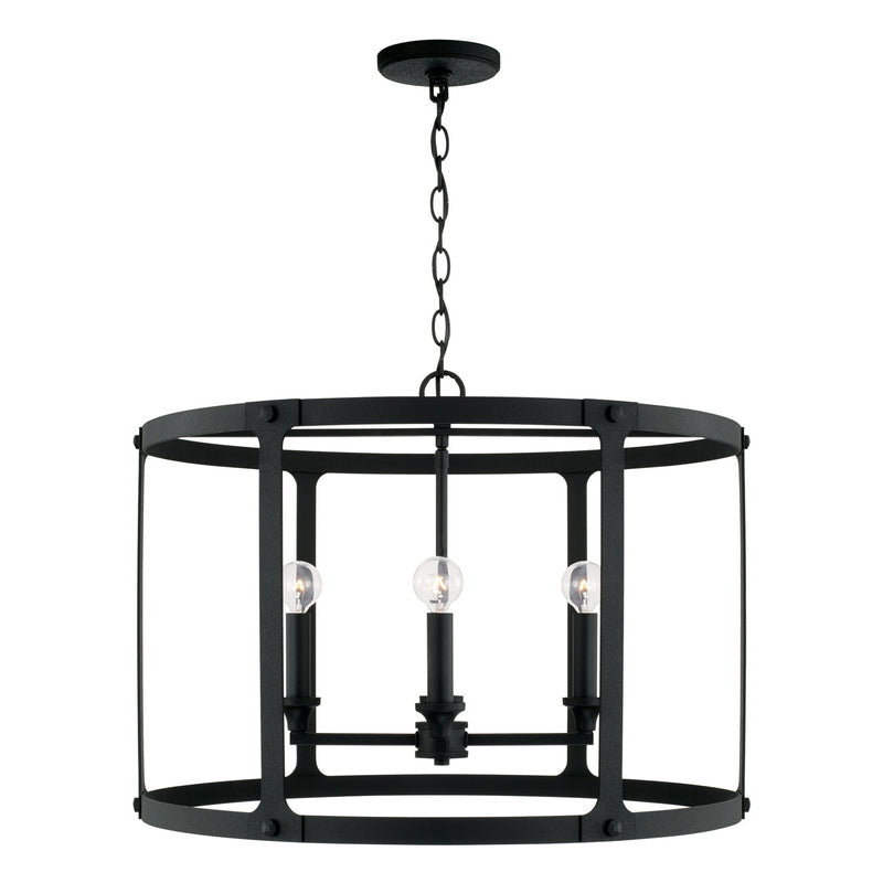 Capital Lighting 344941BI Four Light Pendant, Black Iron
