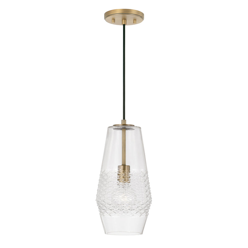 Capital Lighting 345011AD One Light Pendant, Aged Brass
