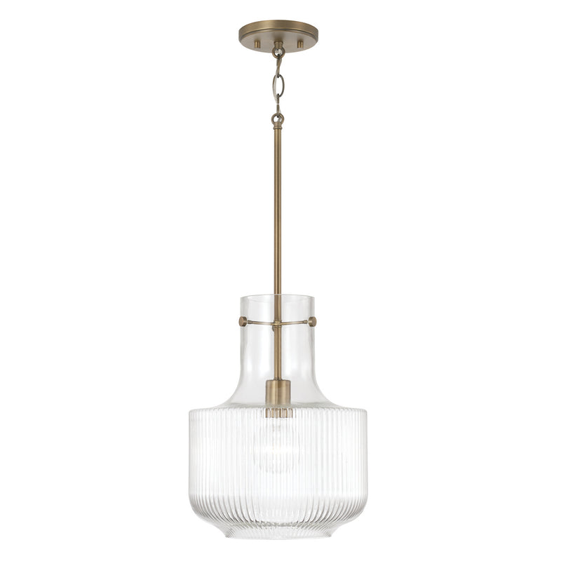 Capital Lighting 345111AD One Light Pendant, Aged Brass