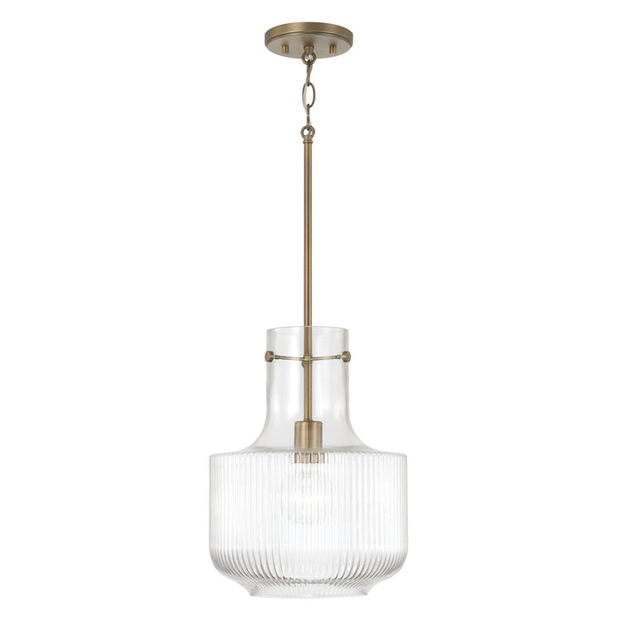 Capital Lighting 345111AD One Light Pendant, Aged Brass