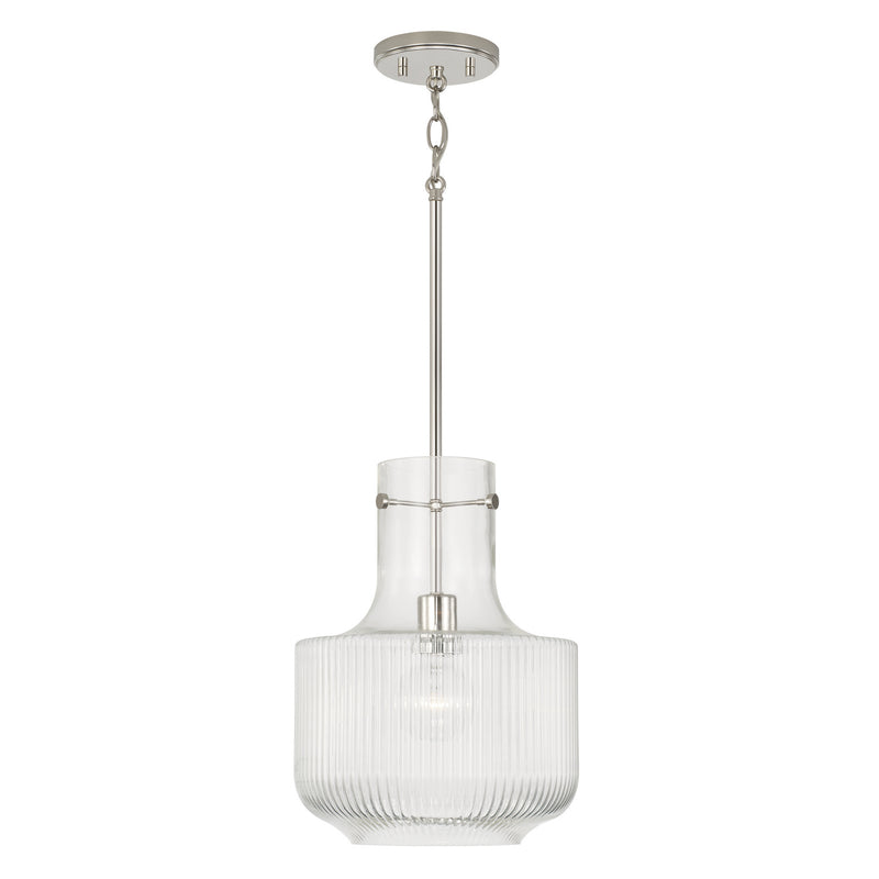Capital Lighting 345111PN One Light Pendant, Polished Nickel