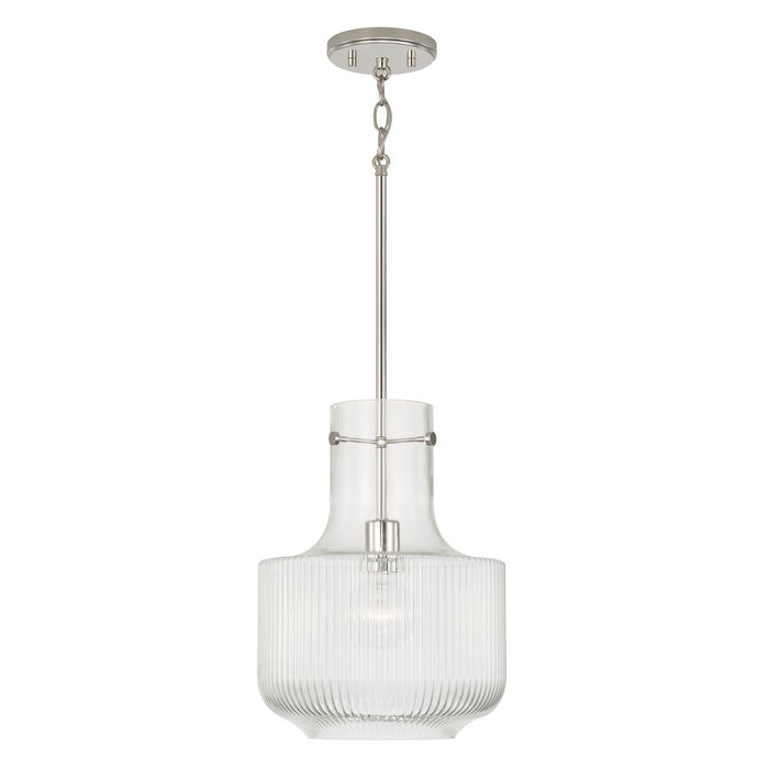Capital Lighting 345111PN One Light Pendant, Polished Nickel