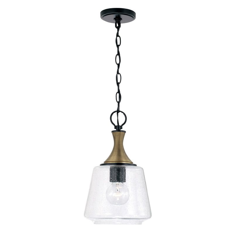 Capital Lighting 345611KB One Light Pendant, Matte Black with Brass