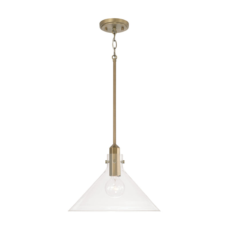 Capital Lighting 345811AD One Light Pendant, Aged Brass