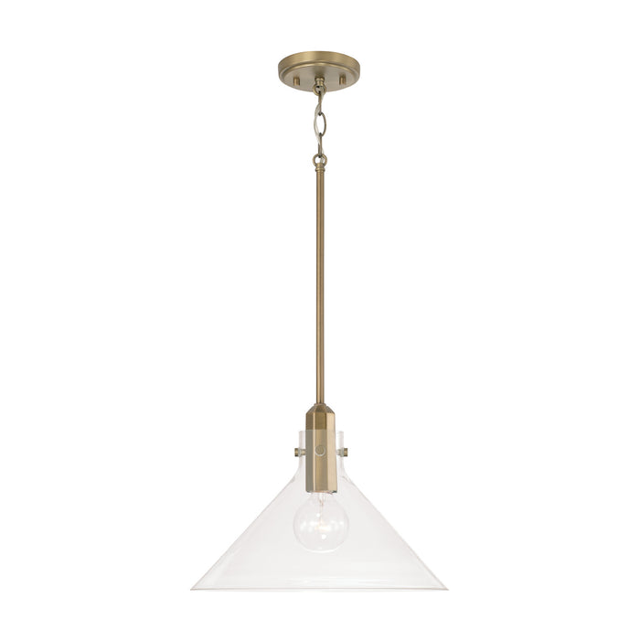 Capital Lighting 345811AD One Light Pendant, Aged Brass