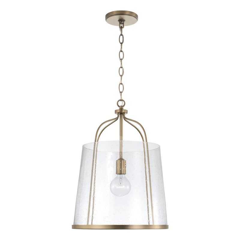 Capital Lighting 347011AD One Light Pendant, Aged Brass