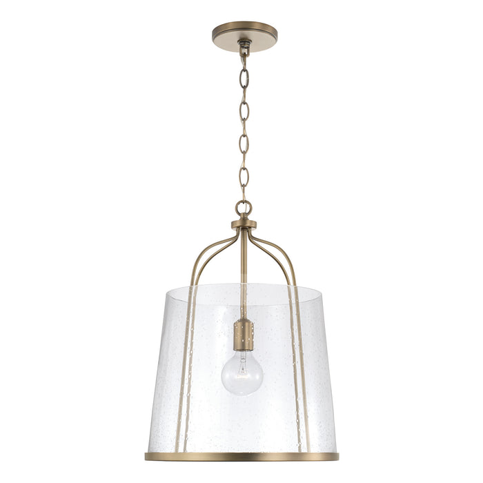 Capital Lighting 347011AD One Light Pendant, Aged Brass