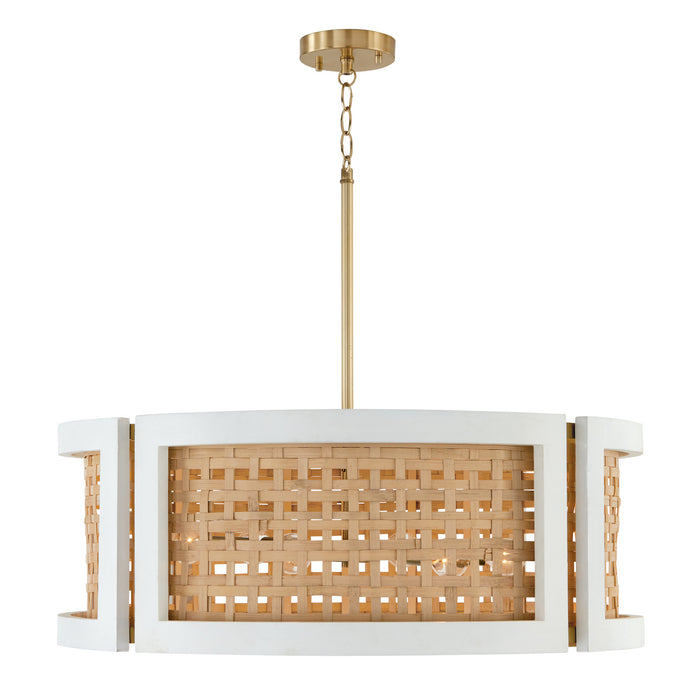 Capital Lighting 444361WM Six Light Chandelier, Flat White and Matte Brass