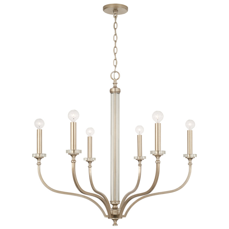 Capital Lighting 444861BS Six Light Chandelier, Brushed Champagne