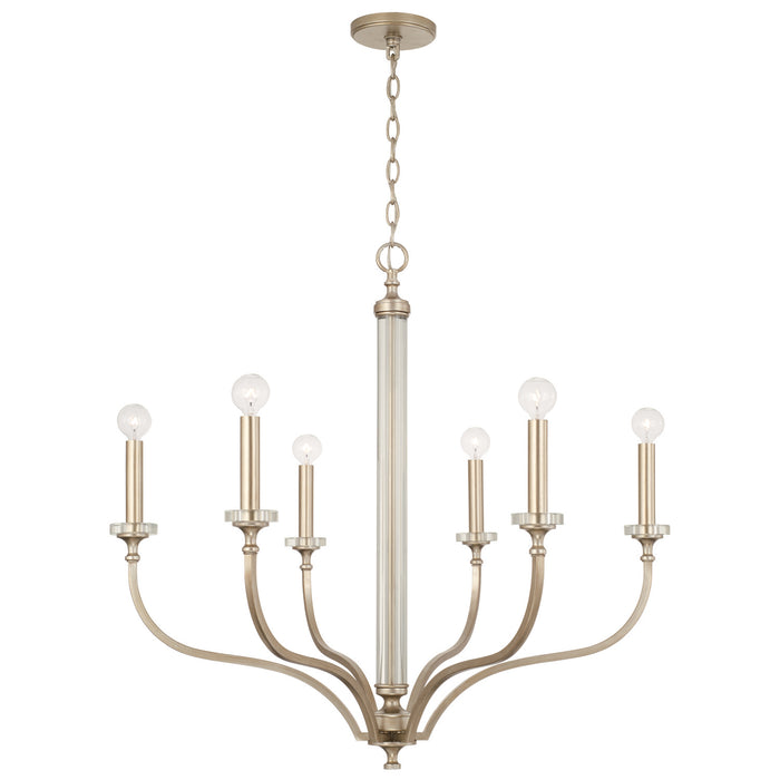 Capital Lighting 444861BS Six Light Chandelier, Brushed Champagne