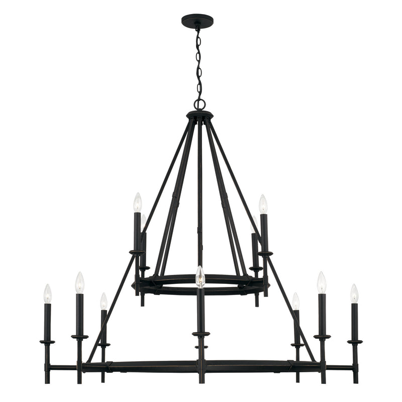 Capital Lighting 445201IH 12 Light Chandelier, Brushed Black Iron