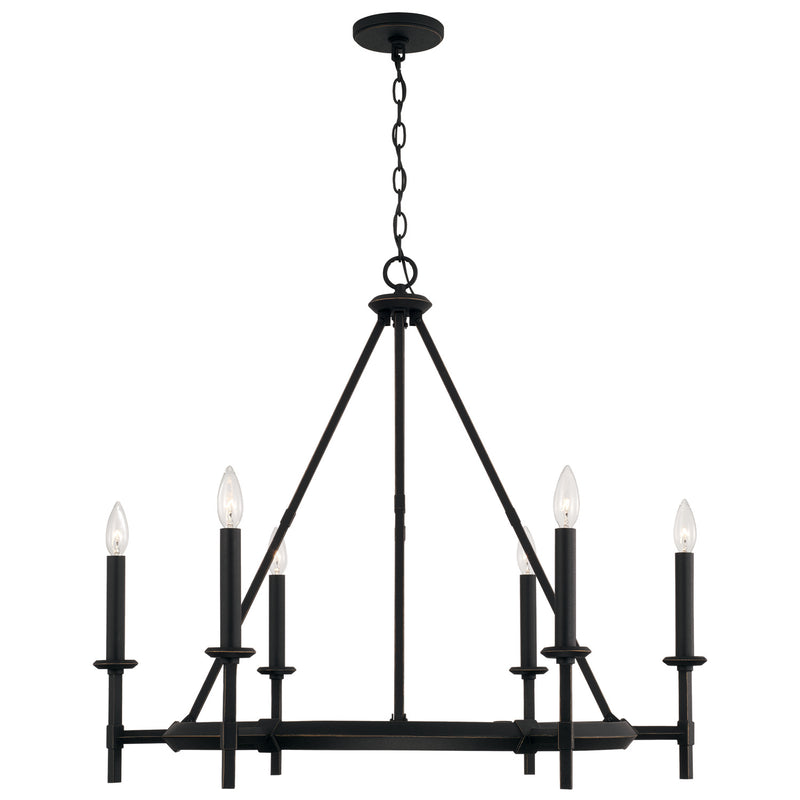 Capital Lighting 445261IH Six Light Chandelier, Brushed Black Iron