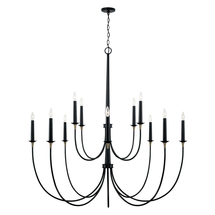 Capital Lighting 445601KB 12 Light Chandelier, Matte Black with Brass