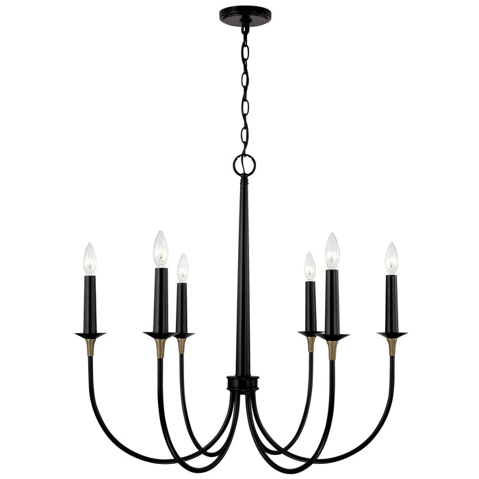 Capital Lighting 445661KB Six Light Chandelier, Matte Black with Brass