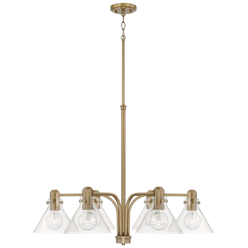Capital Lighting 445861AD-528 Six Light Chandelier, Aged Brass