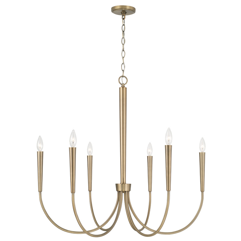 Capital Lighting 445961AD Six Light Chandelier, Aged Brass