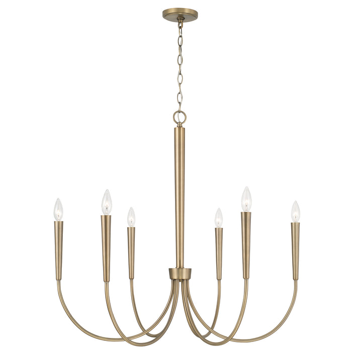 Capital Lighting 445961AD Six Light Chandelier, Aged Brass