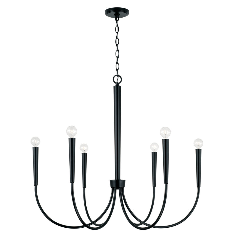 Capital Lighting 445961MB Six Light Chandelier, Matte Black