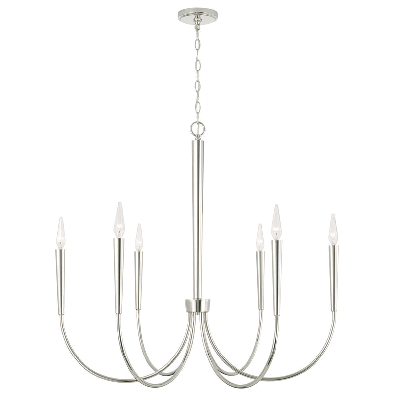 Capital Lighting 445961PN Six Light Chandelier, Polished Nickel