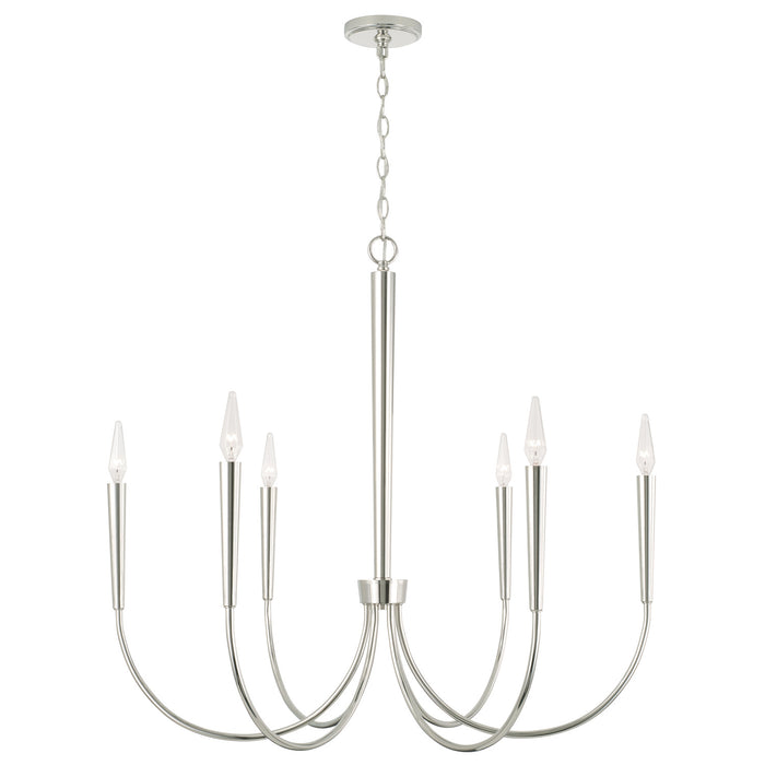 Capital Lighting 445961PN Six Light Chandelier, Polished Nickel