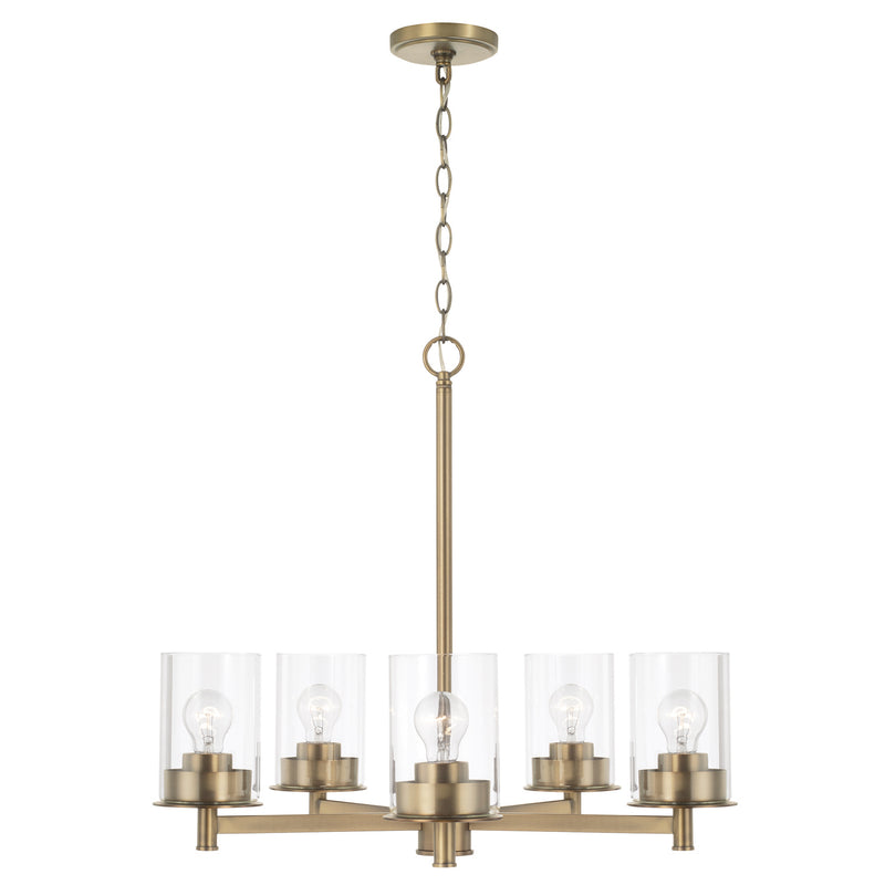 Capital Lighting 446851AD-532 Five Light Chandelier, Aged Brass