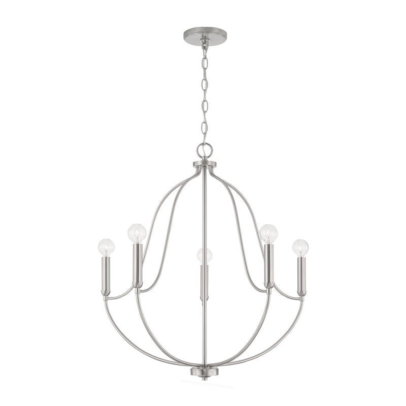 Capital Lighting 447051BN Five Light Chandelier, Brushed Nickel