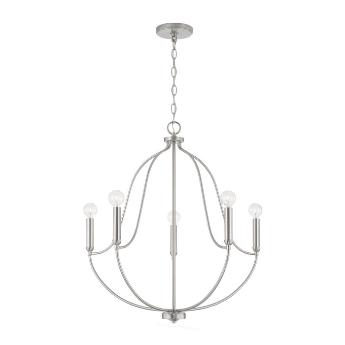Capital Lighting 447051BN Five Light Chandelier, Brushed Nickel