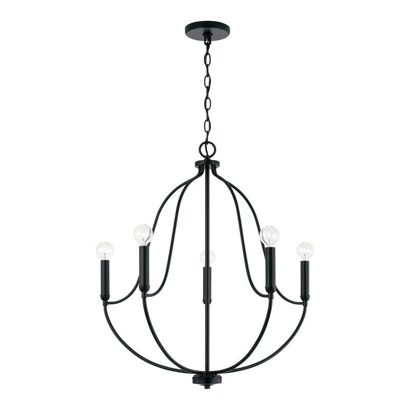 Capital Lighting 447051MB Five Light Chandelier, Matte Black