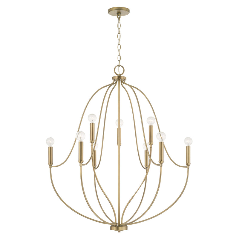 Capital Lighting 447091AD Nine Light Chandelier, Aged Brass
