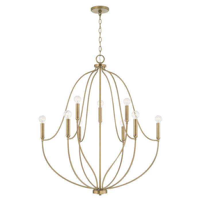 Capital Lighting 447091AD Nine Light Chandelier, Aged Brass