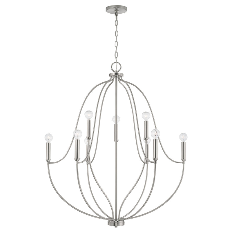 Capital Lighting 447091BN Nine Light Chandelier, Brushed Nickel