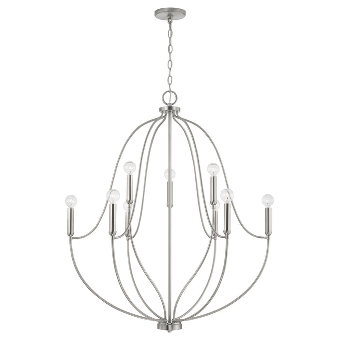 Capital Lighting 447091BN Nine Light Chandelier, Brushed Nickel