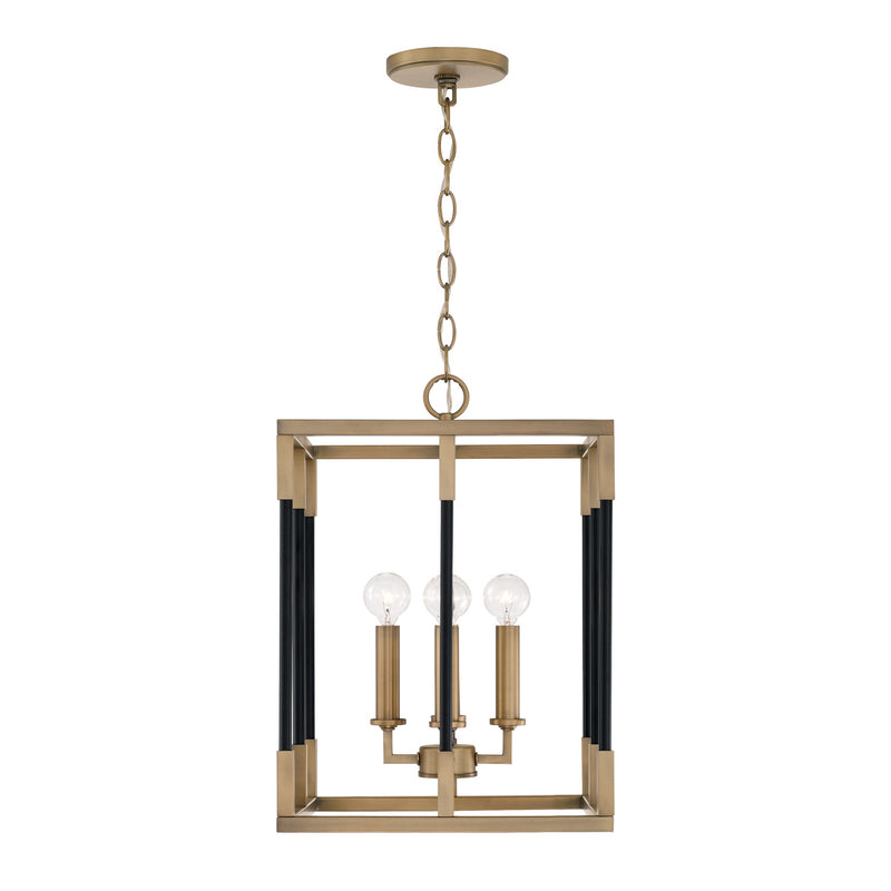 Capital Lighting 544741AB Four Light Foyer, Aged Brass and Black