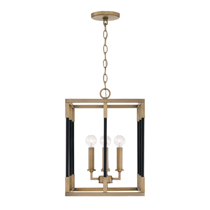 Capital Lighting 544741AB Four Light Foyer, Aged Brass and Black