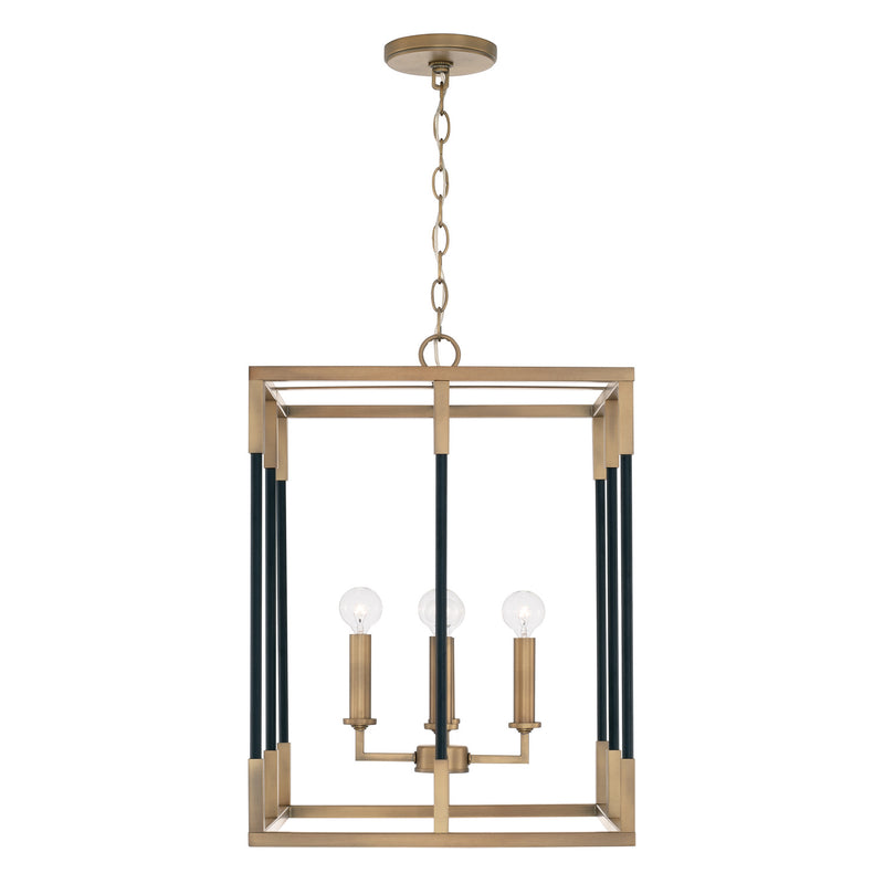 Capital Lighting 544742AB Four Light Foyer, Aged Brass and Black