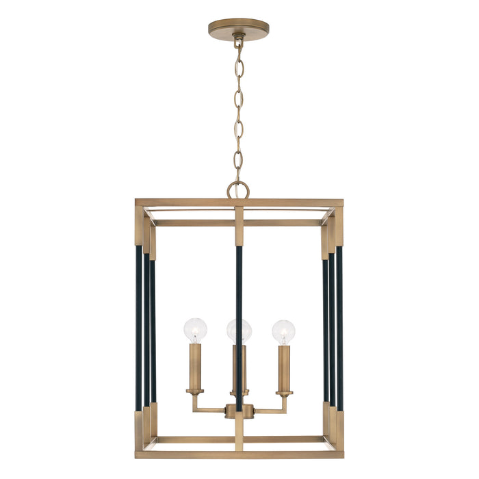 Capital Lighting 544742AB Four Light Foyer, Aged Brass and Black
