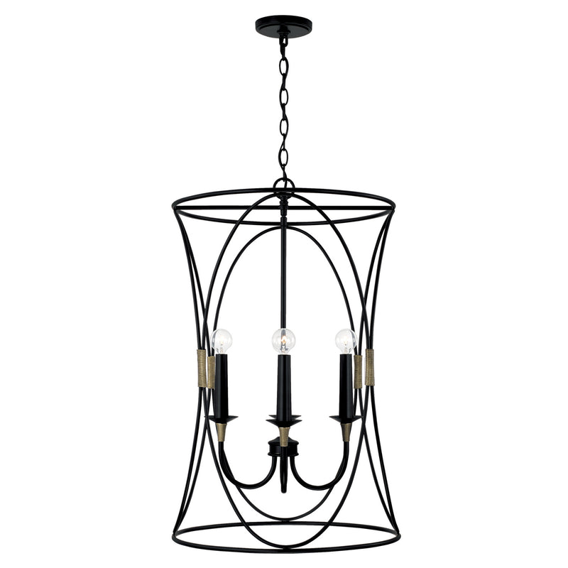 Capital Lighting 545641KB Four Light Foyer, Matte Black with Brass