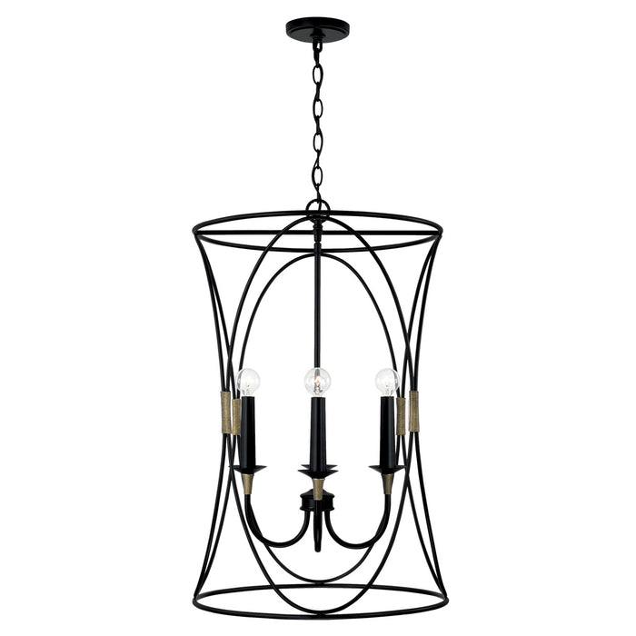 Capital Lighting 545641KB Four Light Foyer, Matte Black with Brass