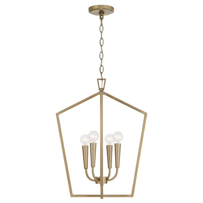 Capital Lighting 545941AD Four Light Foyer, Aged Brass