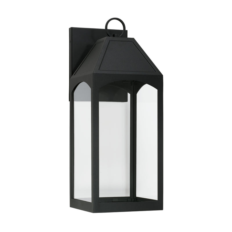 Capital Lighting 946321BK-GL One Light Outdoor Wall Lantern, Black