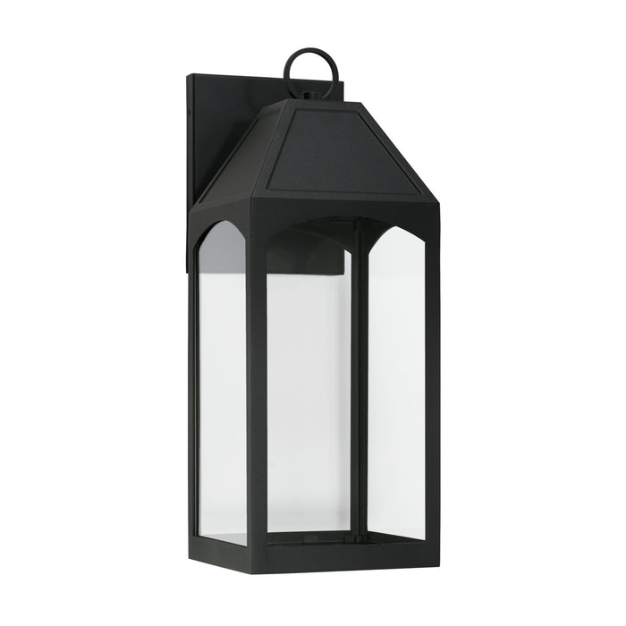 Capital Lighting 946321BK-GL One Light Outdoor Wall Lantern, Black