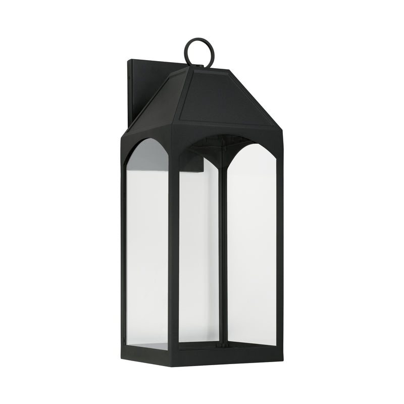 Capital Lighting 946341BK-GL One Light Outdoor Wall Lantern, Black