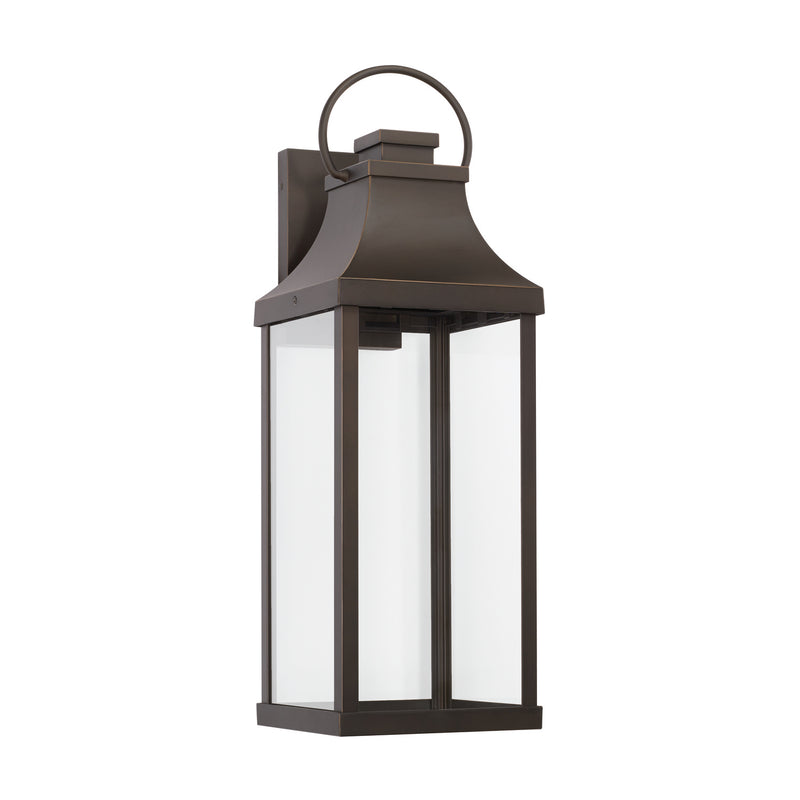 Capital Lighting 946431OZ-GL One Light Outdoor Wall Lantern, Oiled Bronze